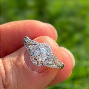 Stunning white gold genuine diamond engagement ring (set) from Zales.